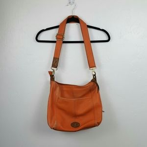 Fossil Orange Leather Crossbody Purse 